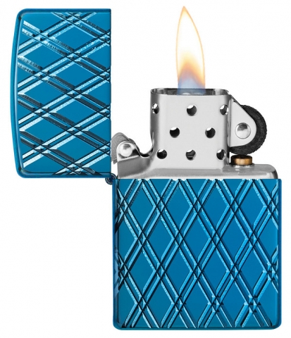 29964 高拋光藍冰鑽石紋(加厚版)防風打火機